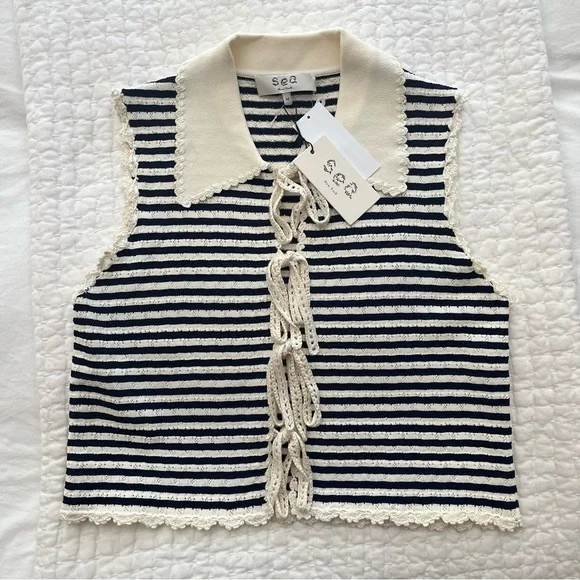 NWT SEA NY Addy Striped Knit Top - Picture 5 of 7